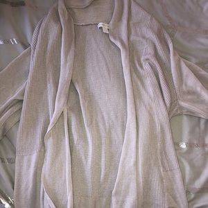 light gray cardigan